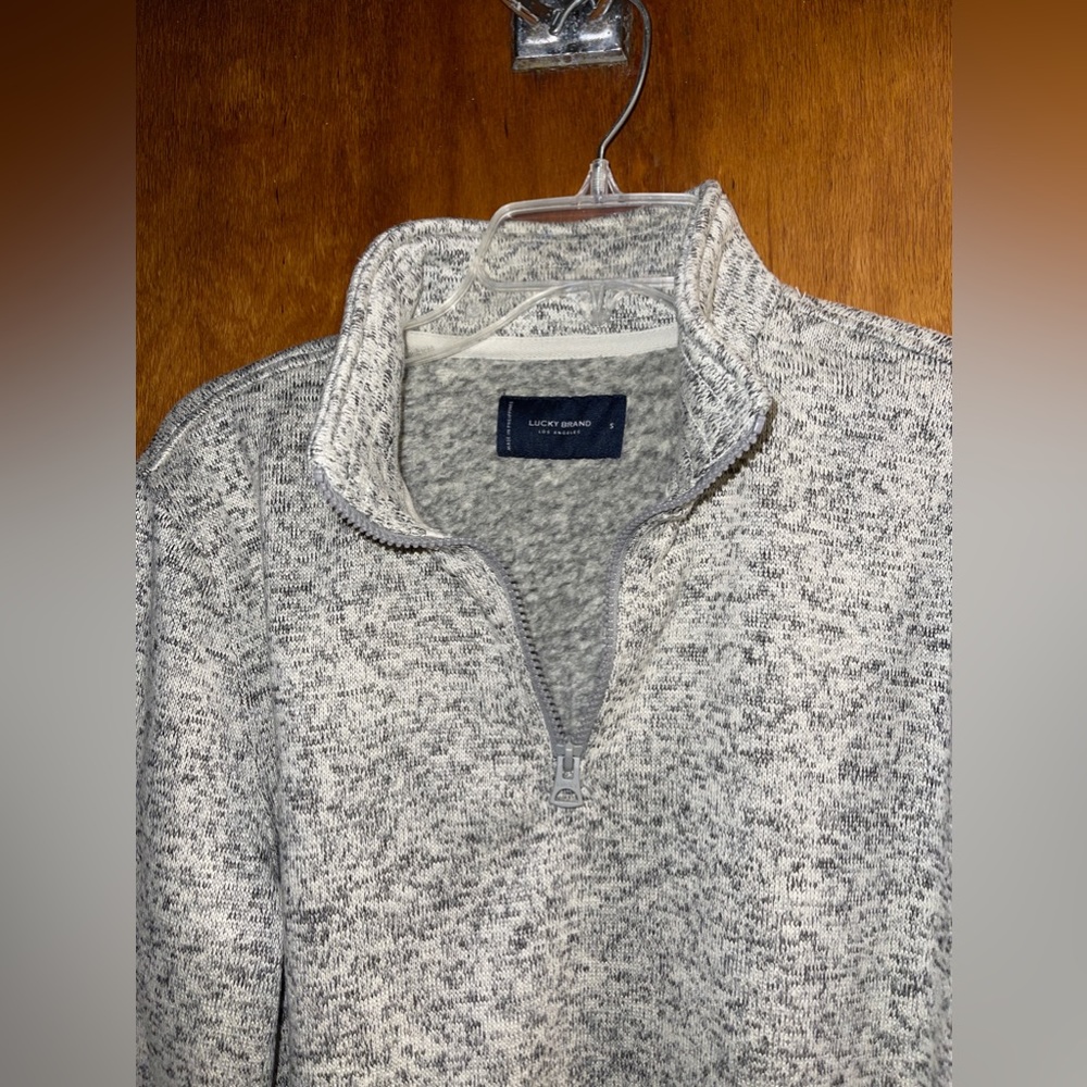 Lucky Brand quarter zip fleece pullover.